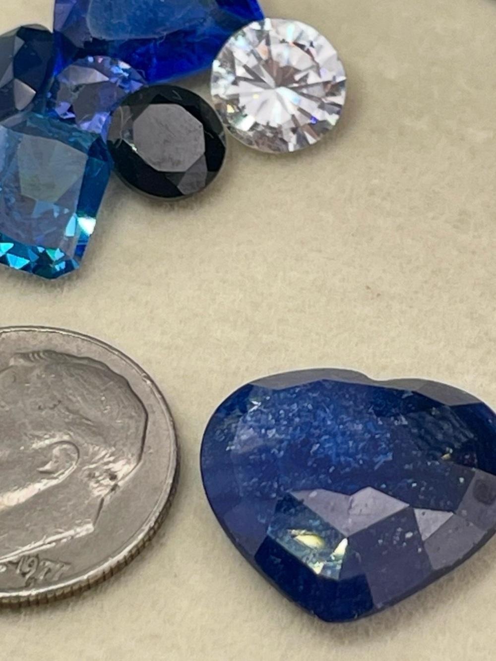 11.5ct Heart Sapphire Simple checkerboard Facet 15x17mm Blue Sapphire Gemstone - Picture 6 of 13